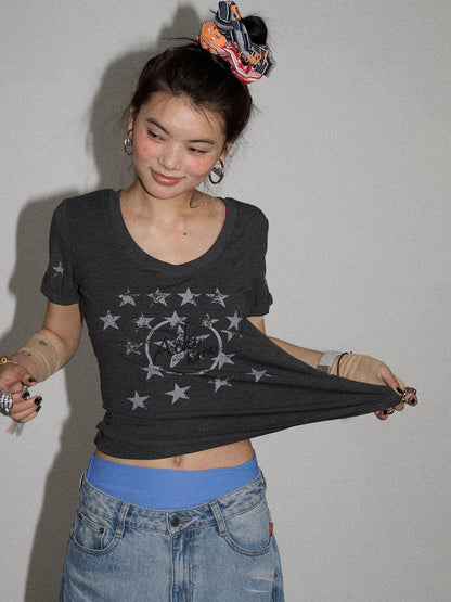 Achihara Sneezing Star Short Sleeve Slim Fit T-Shirt
