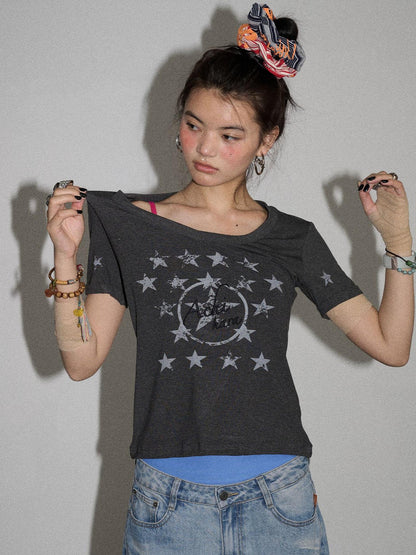 Achihara Sneezing Star Short Sleeve Slim Fit T-Shirt