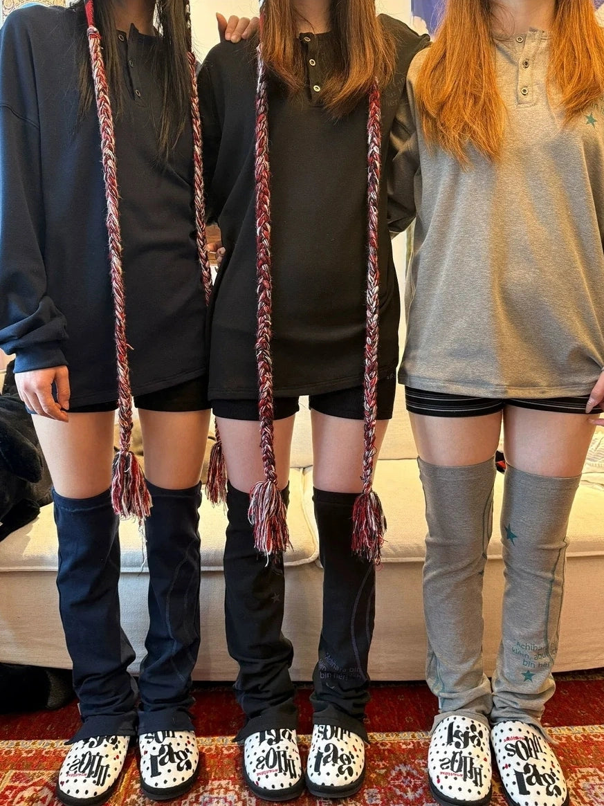 Achihara Soft Brushed Loose Fit Drop Shoulder Crew Neck Long Sleeve Women Letter T-Shirt