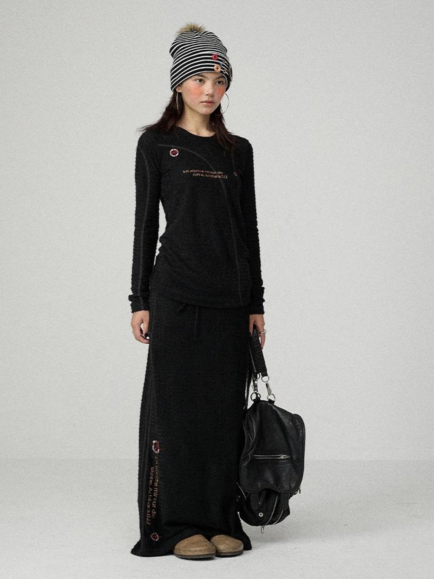 Achihara Soft Casual Slim Fit Long Sleeve Crew Neck Women Letter Print T-Shirt