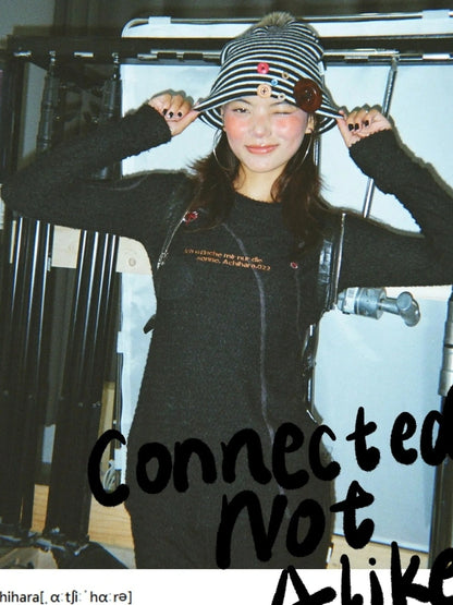 Achihara Soft Casual Slim Fit Long Sleeve Crew Neck Women Letter Print T-Shirt