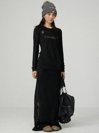 Achihara Soft Casual Slim Fit Long Sleeve Crew Neck Women Letter Print T-Shirt