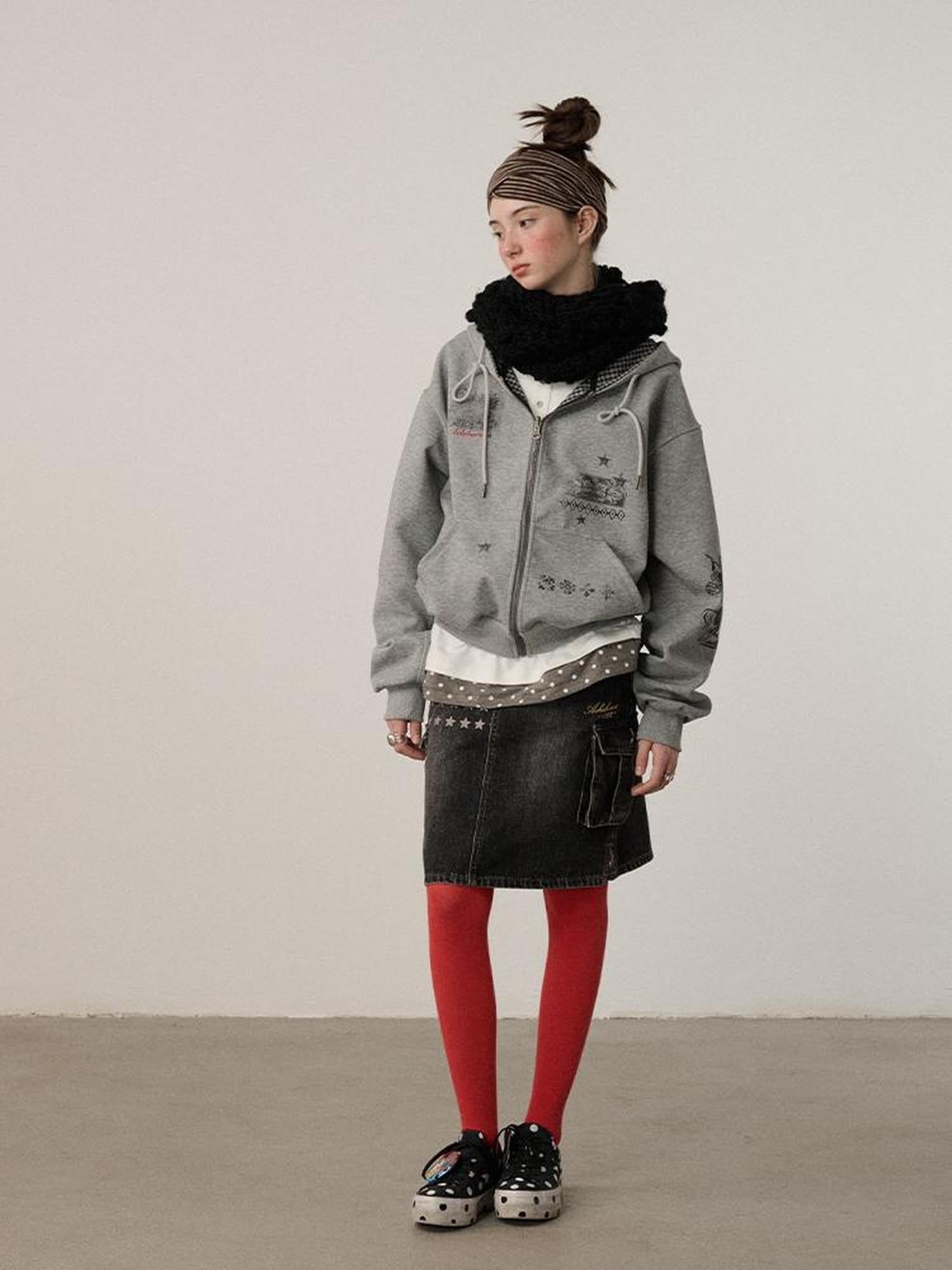 Achihara Soft Cotton Blend Zip Up Loose Fit Hooded Commuter Women Solid Color Hoodies