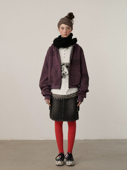 Achihara Soft Cotton Blend Zip Up Loose Fit Hooded Commuter Women Solid Color Hoodies