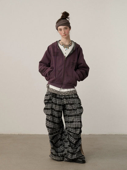 Achihara Soft Cotton Blend Zip Up Loose Fit Hooded Commuter Women Solid Color Hoodies