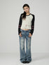 Achihara Soft Cotton Linen Stretch Straight Fit Long Sleeve Women Colorblock T-Shirt-1