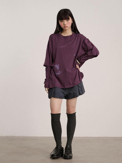 Achihara Soft Cotton Modal Blend Relaxed Drop Shoulder Women Black Long Sleeve T-Shirts