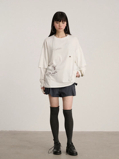 Achihara Soft Cotton Modal Blend Relaxed Drop Shoulder Women Black Long Sleeve T-Shirts-2