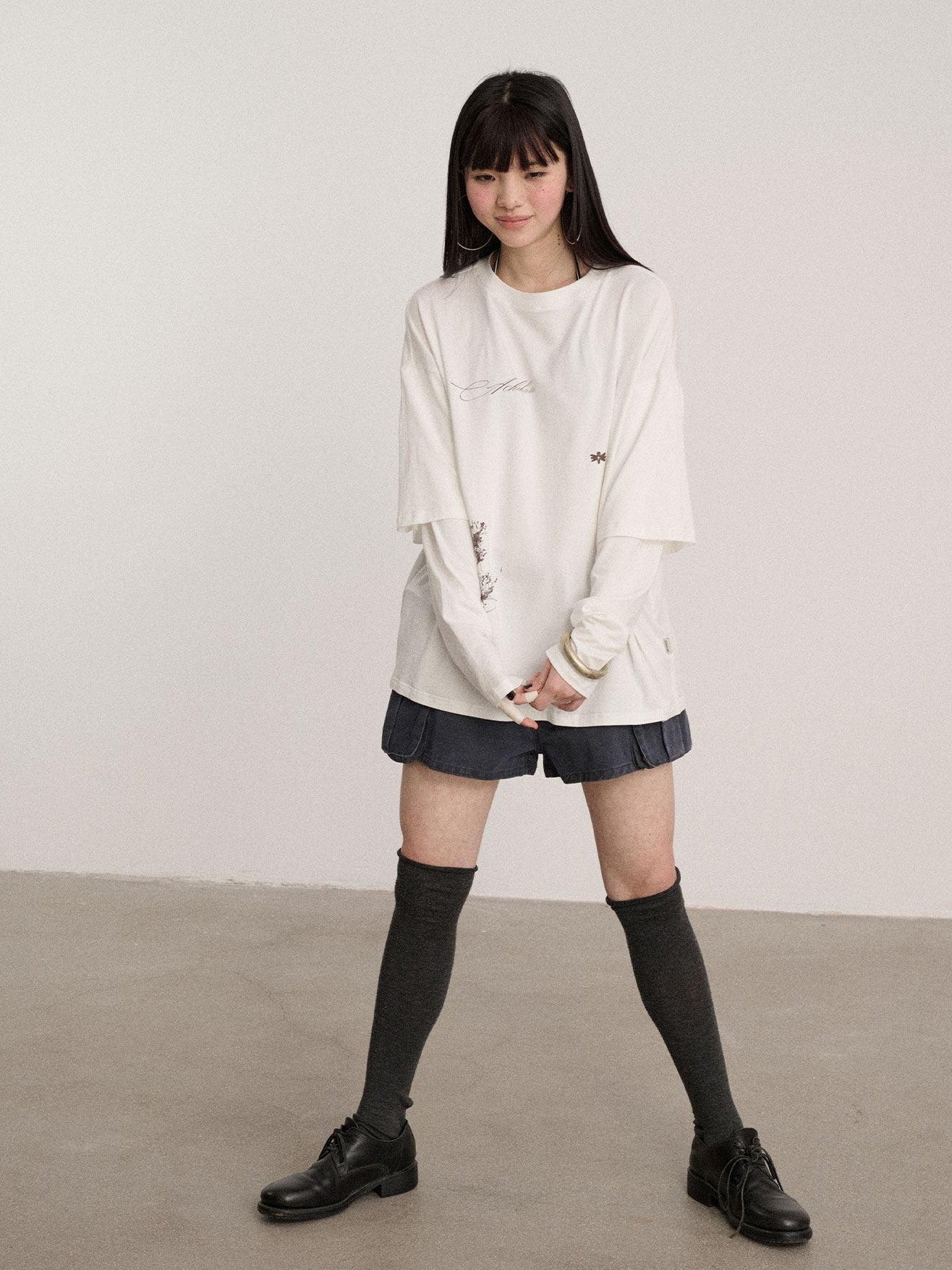 Achihara Soft Cotton Modal Blend Relaxed Drop Shoulder Women Black Long Sleeve T-Shirts