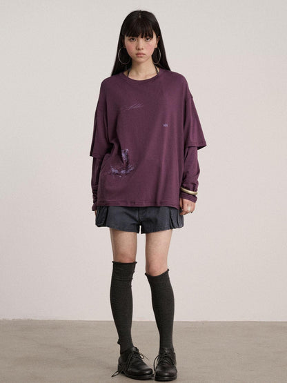 Achihara Soft Cotton Modal Blend Relaxed Drop Shoulder Women Black Long Sleeve T-Shirts