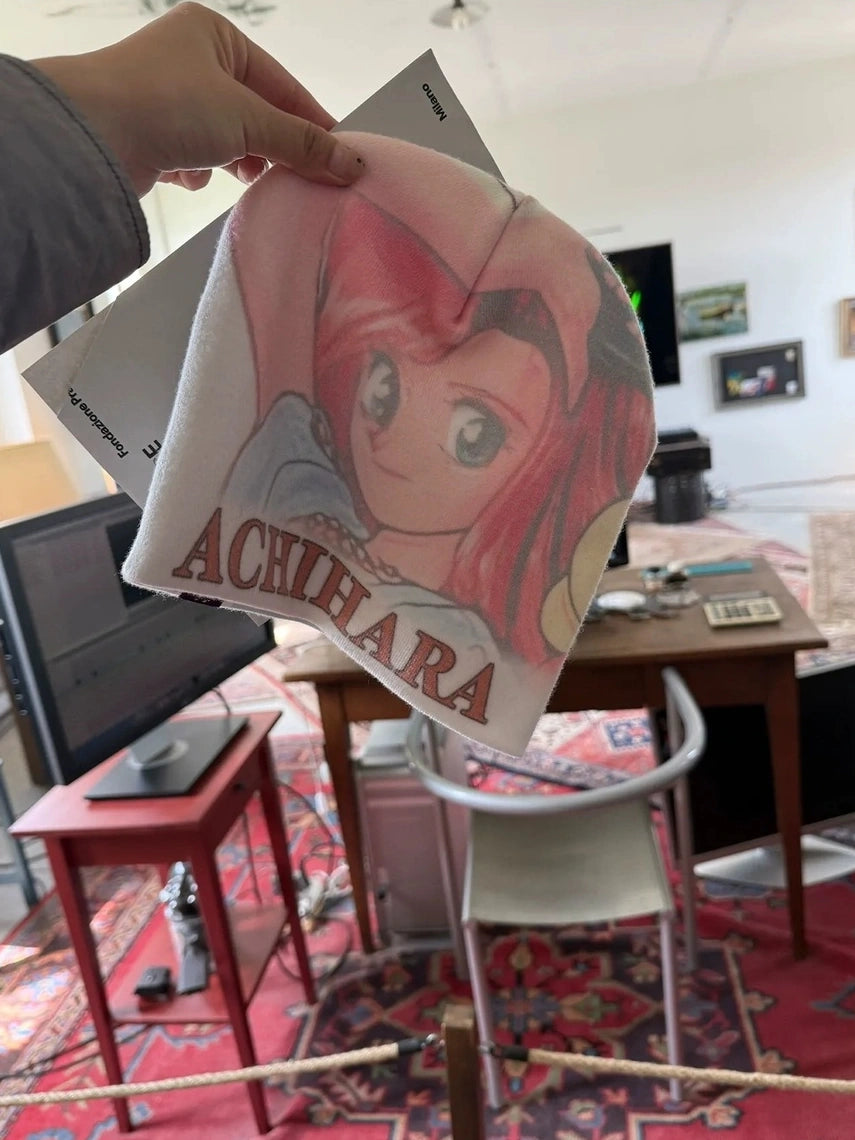 Achihara Soft Cotton Round Crown Letter Graphic Women Casual White One Size Hat