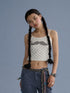 Achihara Soft Cotton Spaghetti Strap Round Neck Womens Lip Mustache Print Camisoles