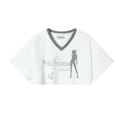 Achihara_Soft_Cotton_Spandex_Cropped_V_Neck_Short_Sleeve_Women_Office_Black_White_T-Shirt_MISSTT