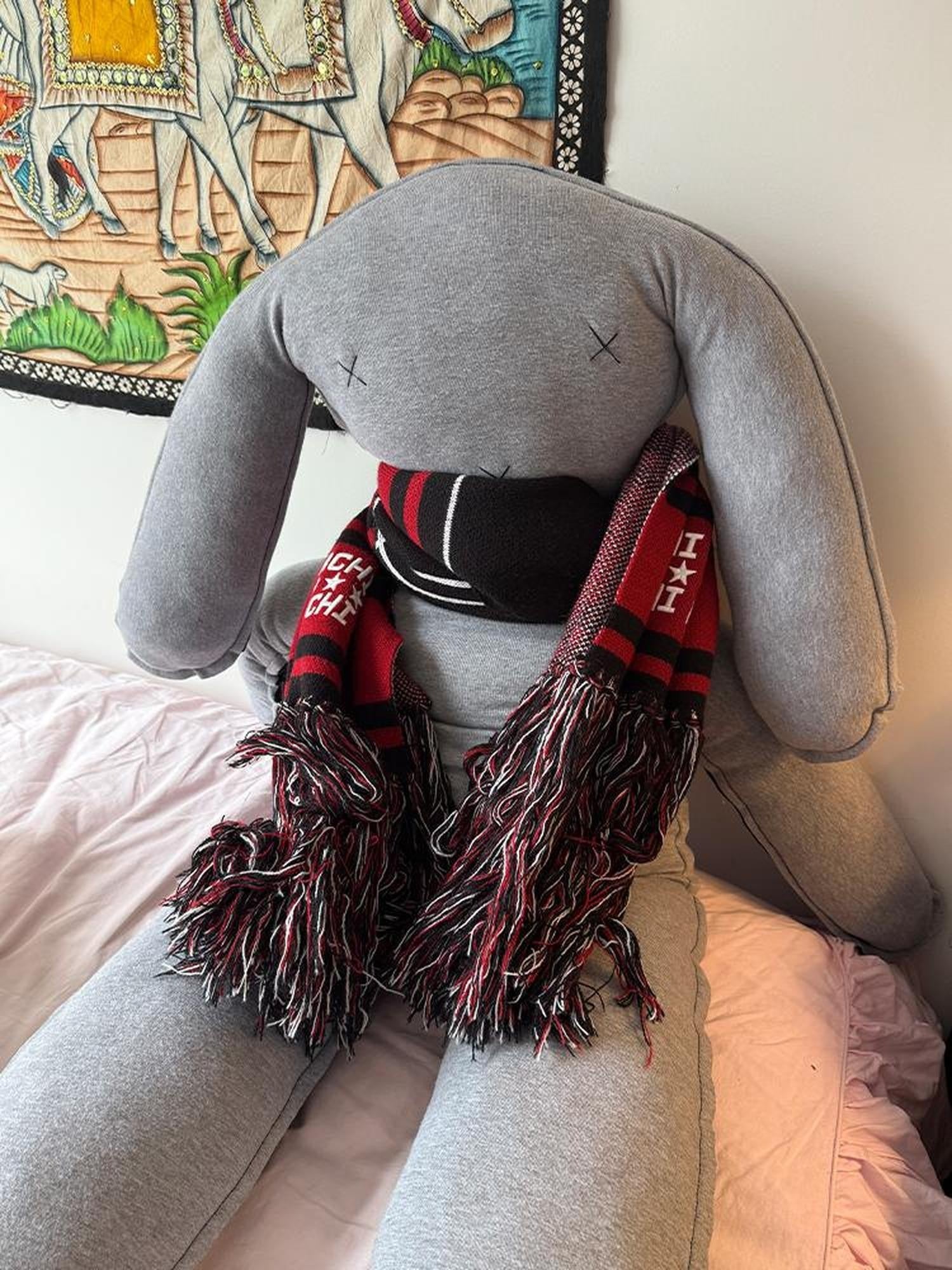 Achihara Soft Cozy Acrylic Korean Style Rectangular Unisex Red Black Plaid Scarf