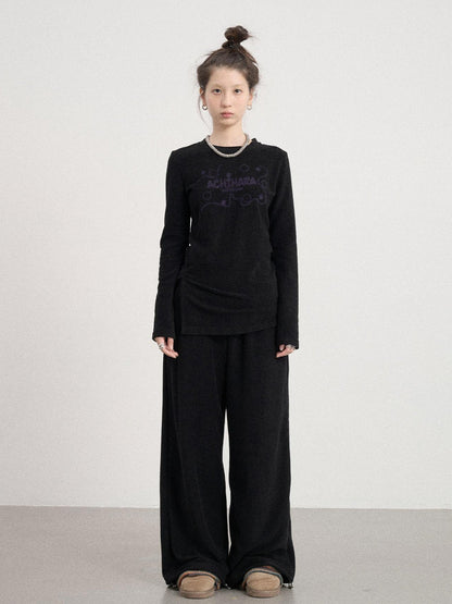 Achihara Soft Cozy Long Sleeve Tee With Split Hem