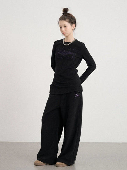 Soft Cozy Long Sleeve Tee With Split Hem