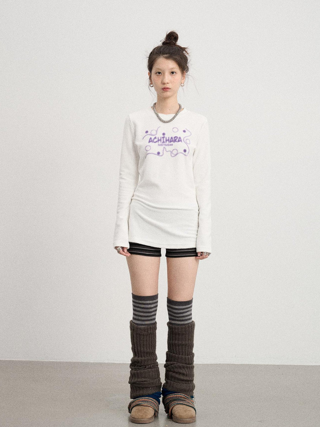 Achihara Soft Cozy Long Sleeve Tee With Split Hem