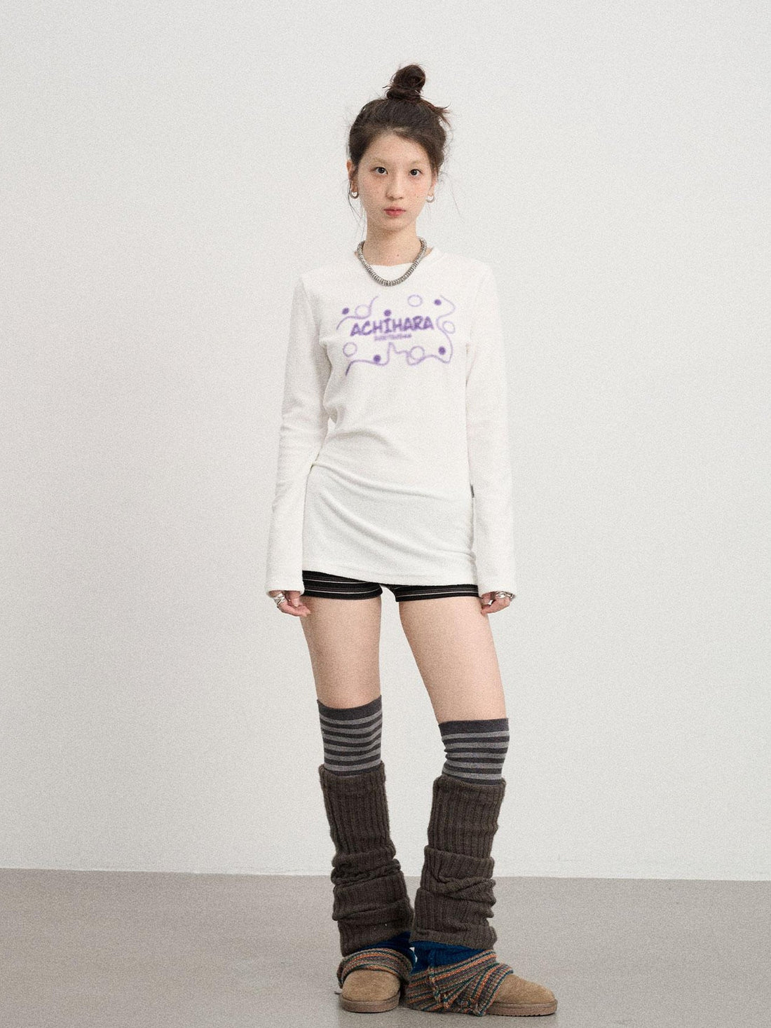 Achihara Soft Cozy Long Sleeve Tee With Split Hem