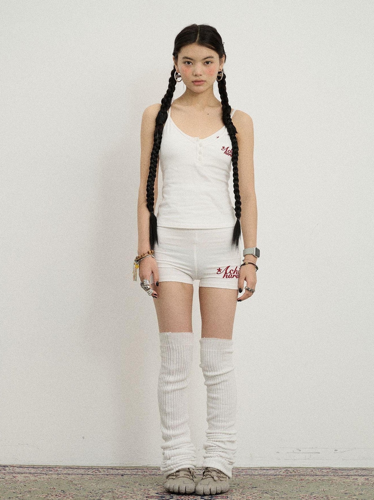 Achihara Soft Lettering Slim Cropped Women&