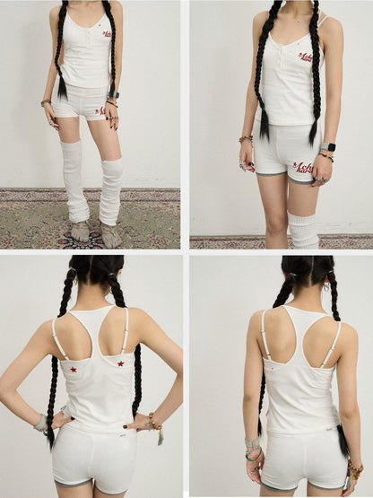 Achihara Soft Lettering Slim Cropped Women&