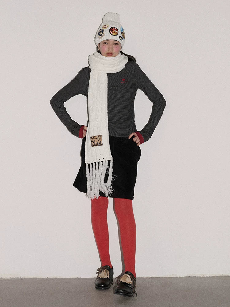 Achihara Soft Lightweight Minimalist Two Tone Black White Versatile Unisex Scarf-3