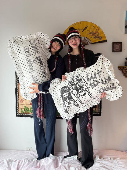 Achihara Soft Machine Washable Cotton Polka Dot Pillowcase 48X74Cm Accessories