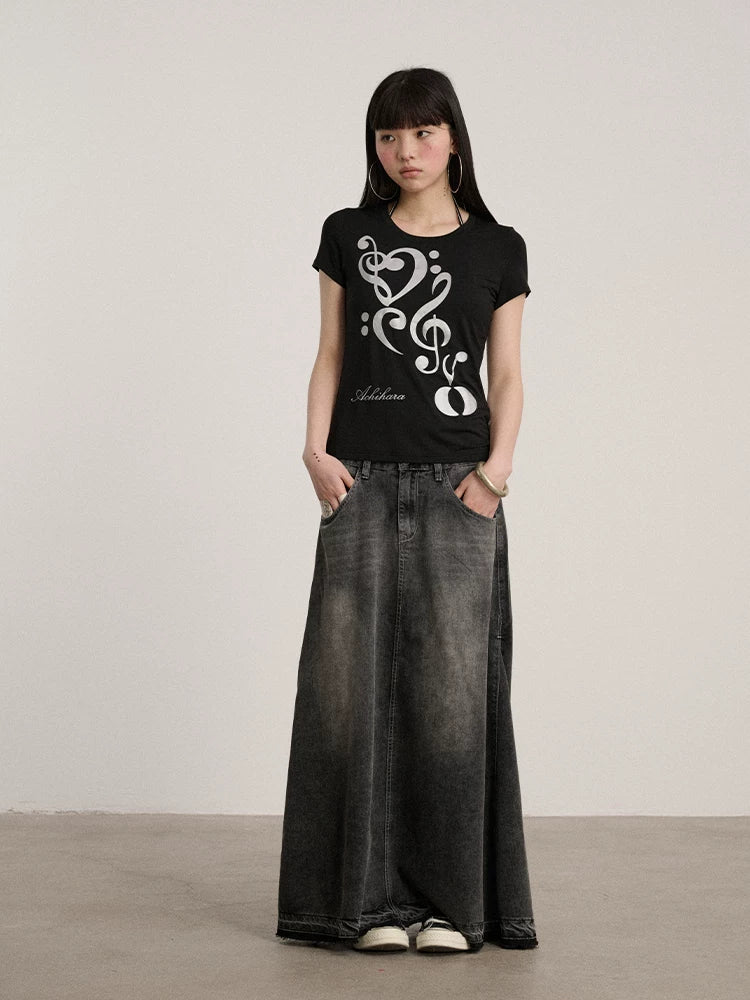 Achihara Soft Modal Slim Fit Crew Neck Office Women Black White Short Sleeve T-Shirts-1