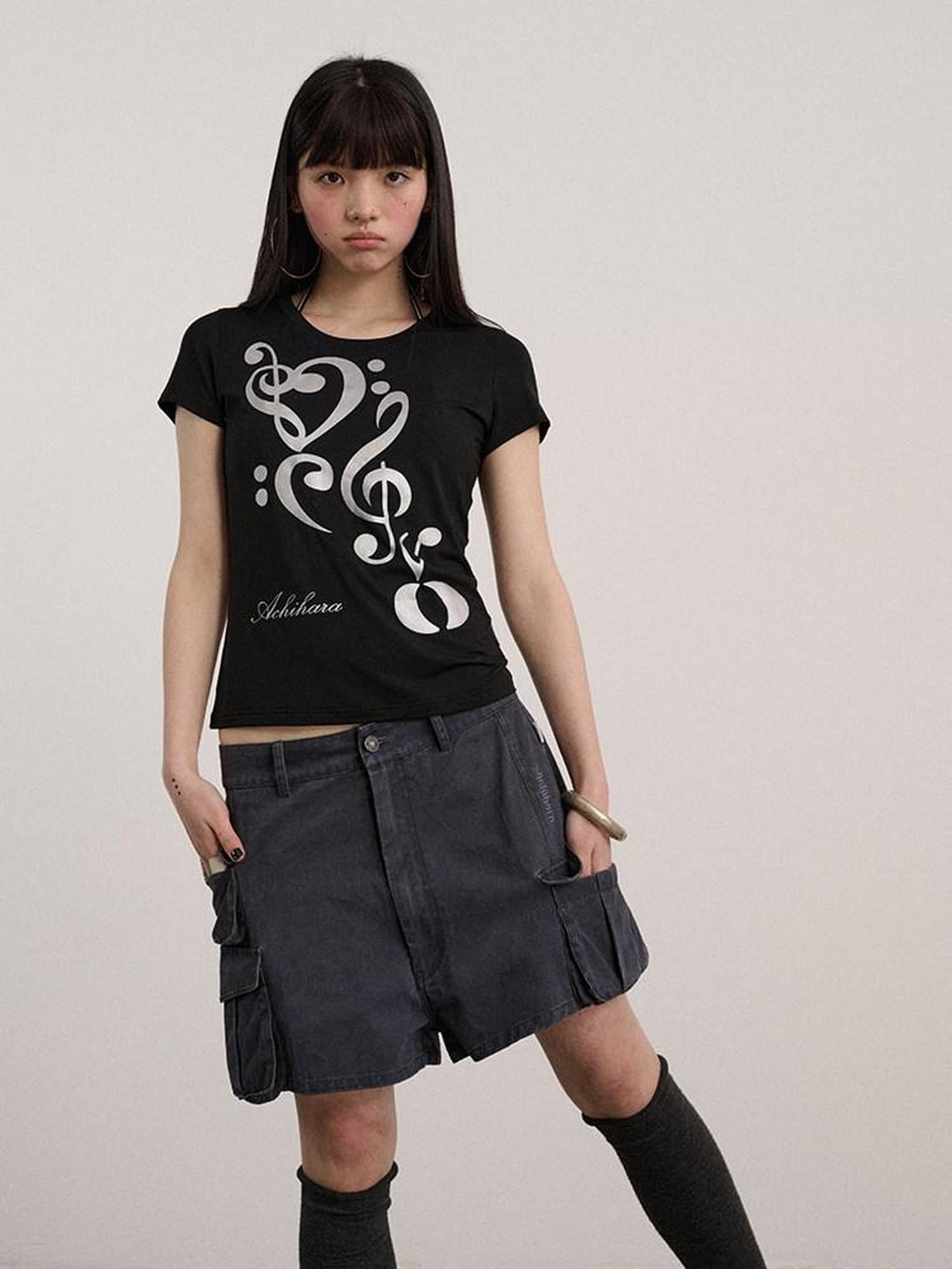 Achihara Soft Modal Slim Fit Crew Neck Office Women Black White Short Sleeve T-Shirts
