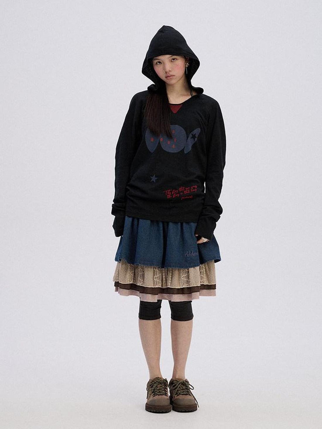 Achihara Soft Pure Cotton Pullover Commuter Straight Fit Women Black White Sweatshirts