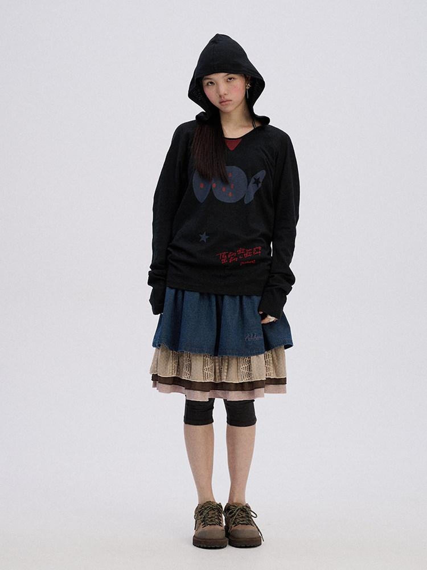Achihara Soft Pure Cotton Pullover Commuter Straight Fit Women Black White Sweatshirts