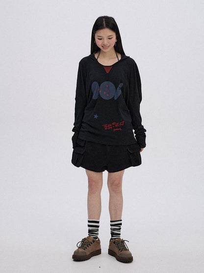 Achihara Soft Pure Cotton Pullover Commuter Straight Fit Women Black White Sweatshirts
