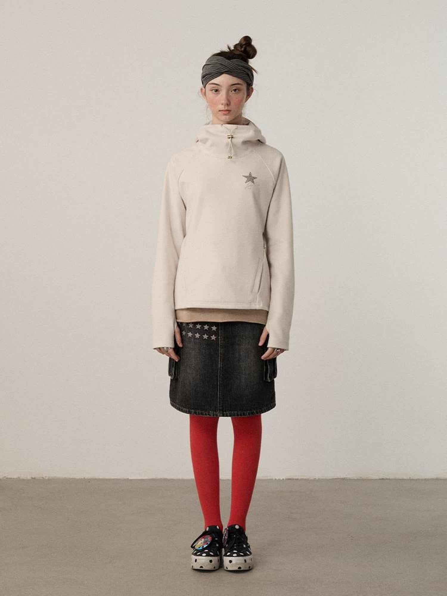 Achihara Soft Stretch Blend Loose Fit Pullover Hood Women Commuter Solid Hoodies