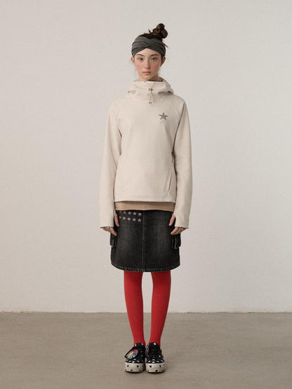 Achihara Soft Stretch Blend Loose Fit Pullover Hood Women Commuter Solid Hoodies