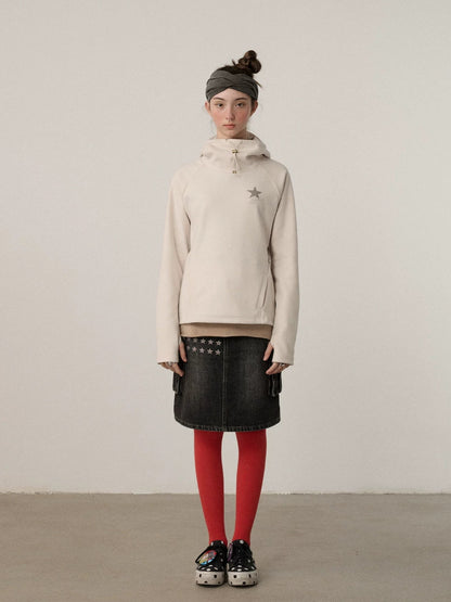 Achihara Soft Stretch Blend Loose Fit Pullover Hood Women Commuter Solid Hoodies