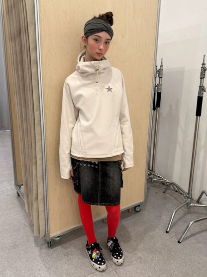 Achihara Soft Stretch Blend Loose Fit Pullover Hood Women Commuter Solid Hoodies