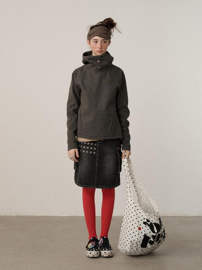 Achihara Soft Stretch Blend Loose Fit Pullover Hood Women Commuter Solid Hoodies