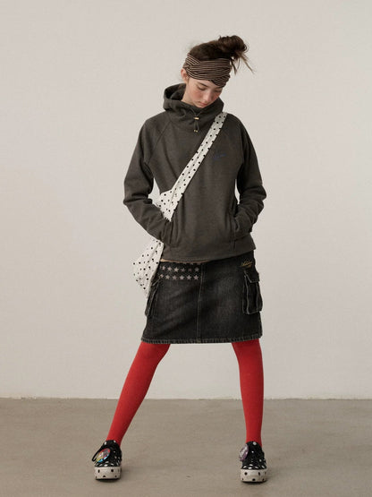 Achihara Soft Stretch Blend Loose Fit Pullover Hood Women Commuter Solid Hoodies