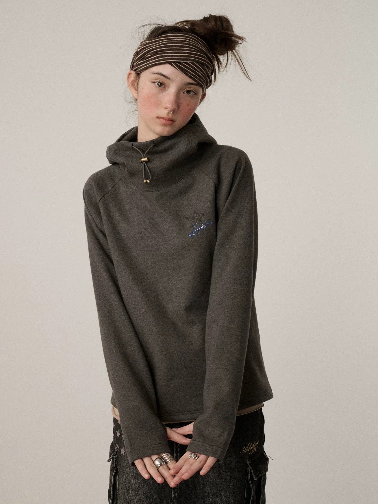 Achihara Soft Stretch Blend Loose Fit Pullover Hood Women Commuter Solid Hoodies