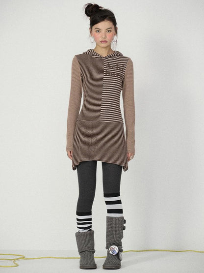 Achihara Soft Stretch Colorblock Striped Long Sleeve Women Office Polyester Blend T-Shirt