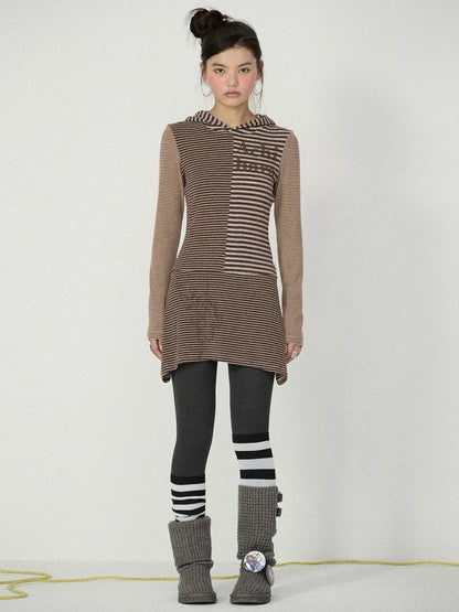 Achihara Soft Stretch Colorblock Striped Long Sleeve Women Office Polyester Blend T-Shirt