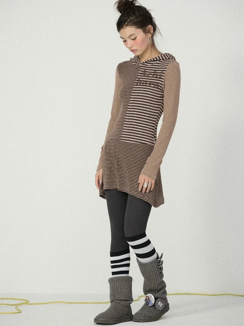 Achihara Soft Stretch Colorblock Striped Long Sleeve Women Office Polyester Blend T-Shirt