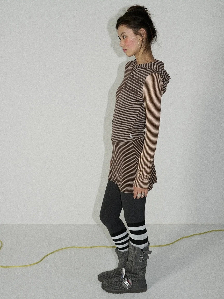 Achihara Soft Stretch Colorblock Striped Long Sleeve Women Office Polyester Blend T-Shirt