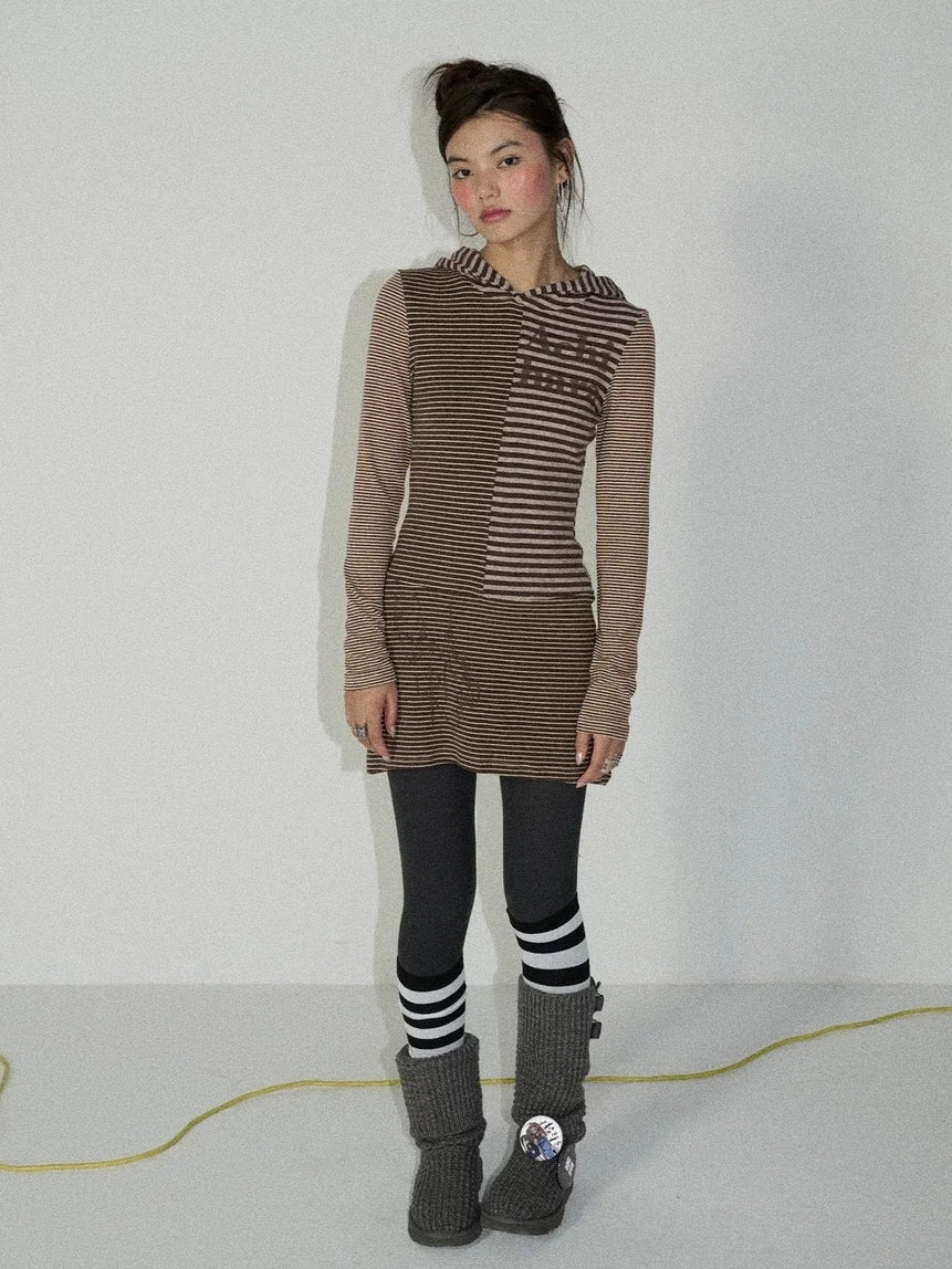 Achihara Soft Stretch Colorblock Striped Long Sleeve Women Office Polyester Blend T-Shirt