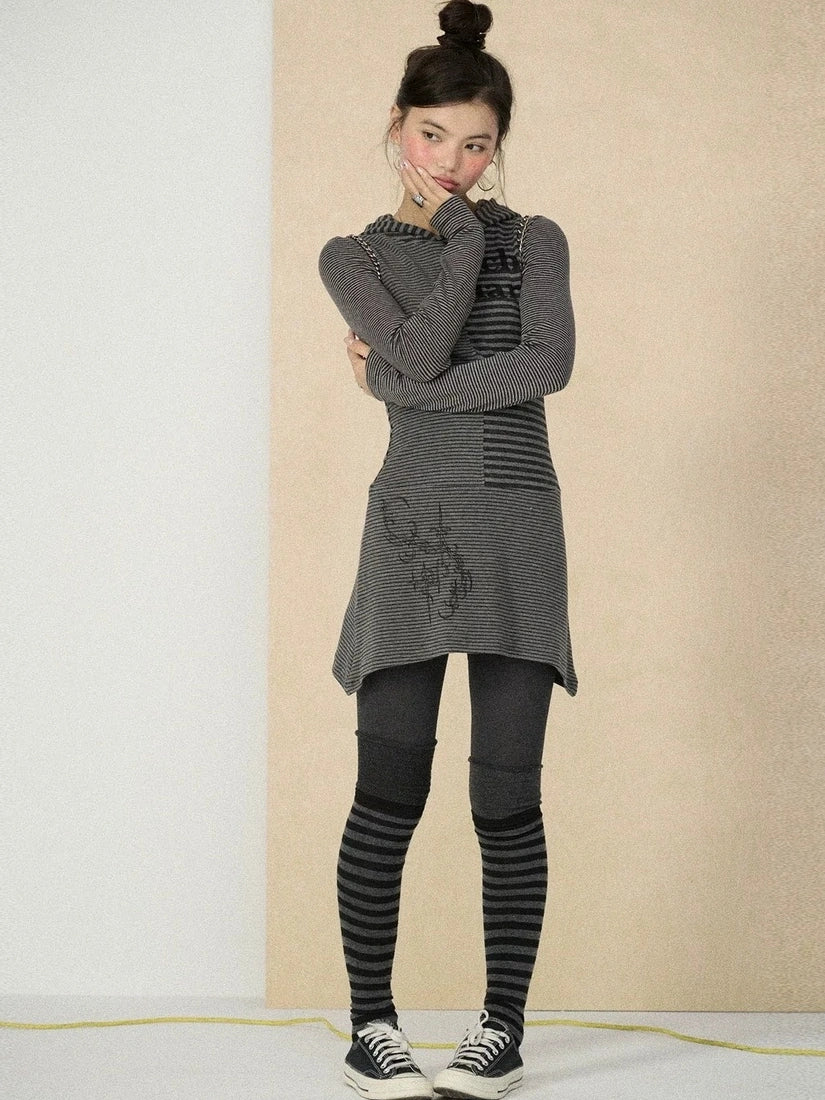 Achihara Soft Stretch Colorblock Striped Long Sleeve Women Office Polyester Blend T-Shirt