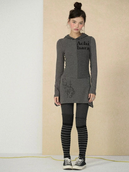 Achihara Soft Stretch Colorblock Striped Long Sleeve Women Office Polyester Blend T-Shirt