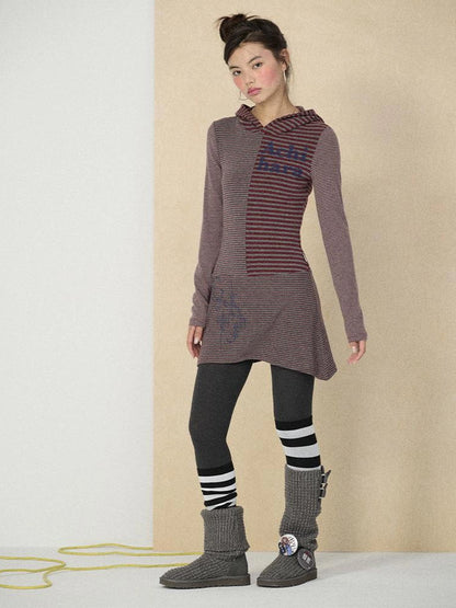 Achihara Soft Stretch Colorblock Striped Long Sleeve Women Office Polyester Blend T-Shirt