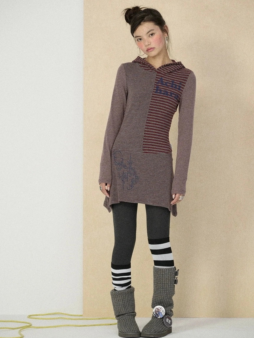 Achihara Soft Stretch Colorblock Striped Long Sleeve Women Office Polyester Blend T-Shirt