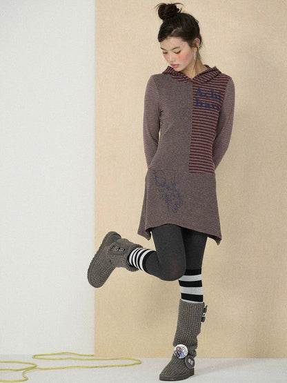 Achihara Soft Stretch Colorblock Striped Long Sleeve Women Office Polyester Blend T-Shirt