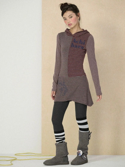 Achihara Soft Stretch Colorblock Striped Long Sleeve Women Office Polyester Blend T-Shirt