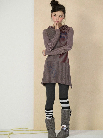 Achihara Soft Stretch Colorblock Striped Long Sleeve Women Office Polyester Blend T-Shirt